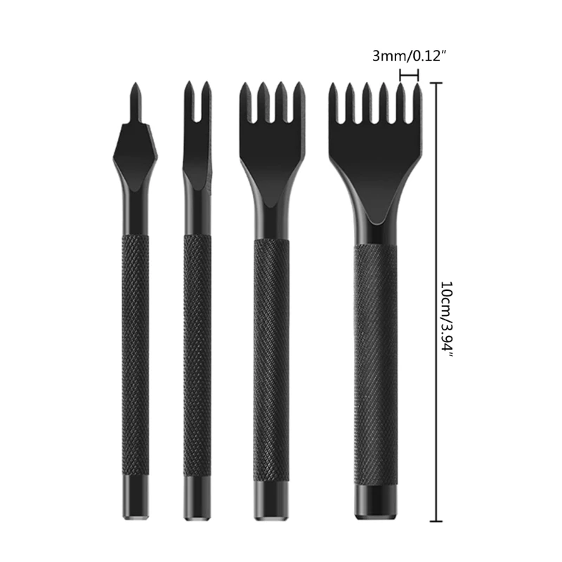 Leather Hole Heavy Duty Carbon Steel Tools for DIY Leathercraft and Bag Making 4 6 Tooth Drosphip