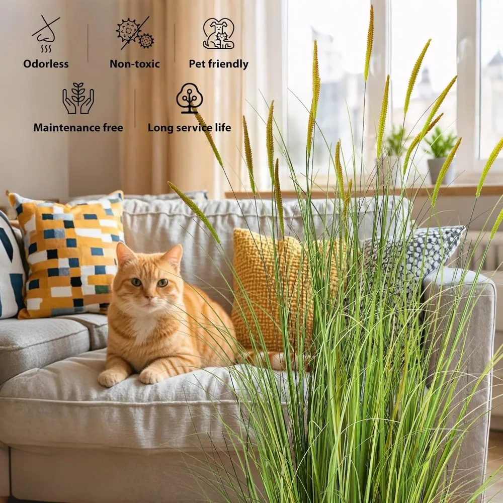 Grama artificial de palheta de carcaça, 2 pacotes, grama falsa de cebola de 35 polegadas para plantas de arte decorativas de escritório doméstico interno e externo