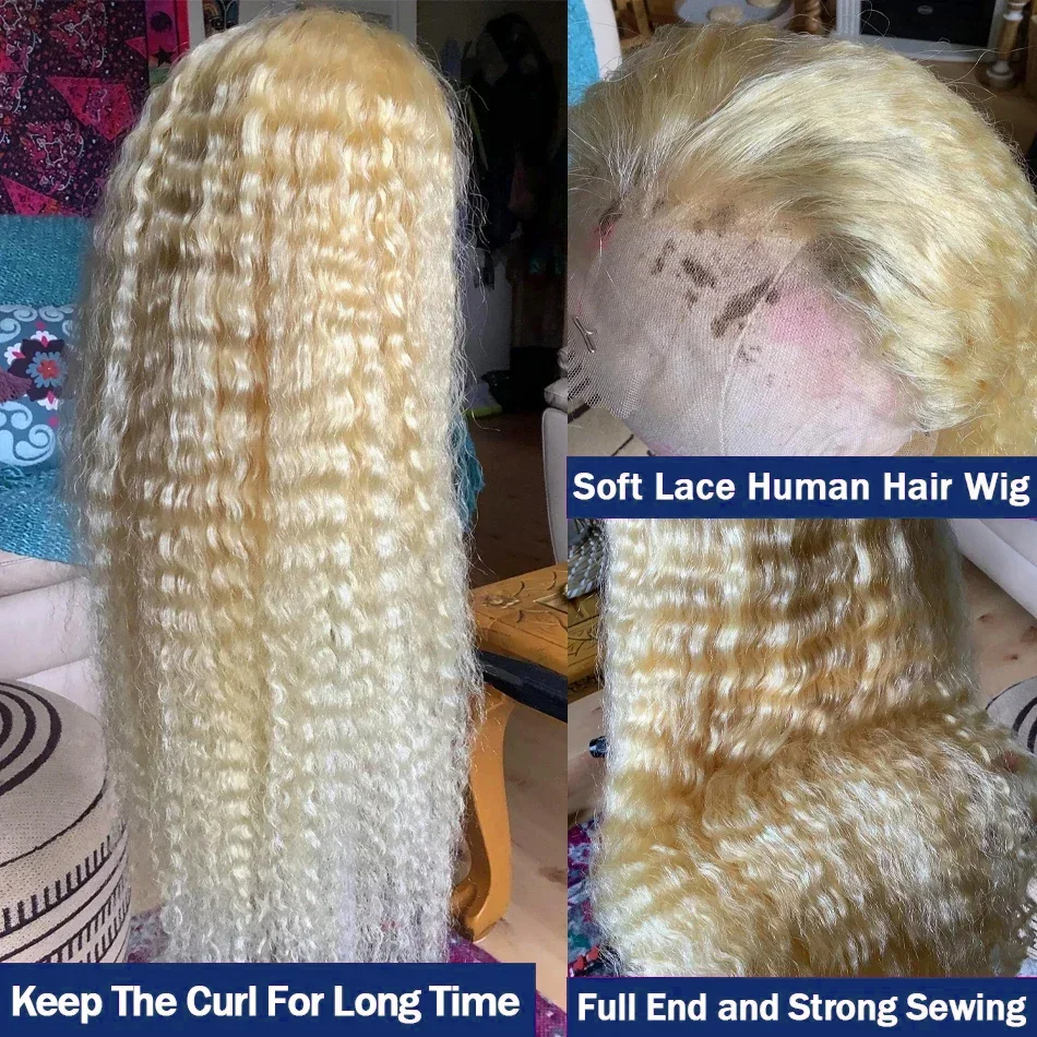 613 13x6 Lace Front Human Hair Wig Brazilian Blonde 30 Inch Deep Wave Human Hair Wigs 13x4 Hd Lace Frontal Curly Wigs for Women