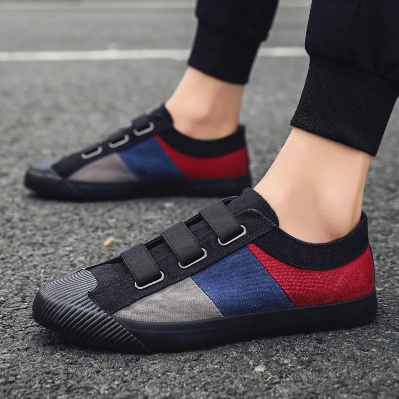 Fashion Men\'s Canvas Sneakers Casual Shoes Breathable Flat Buckle Loafers Shoes Summer Autumn Mens Designer Men Board Shoes