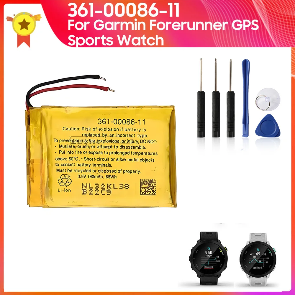

361-00086-11 Replacement Battery For Garmin Forerunner GPS Sports Watch High Quality Batteries With Tool