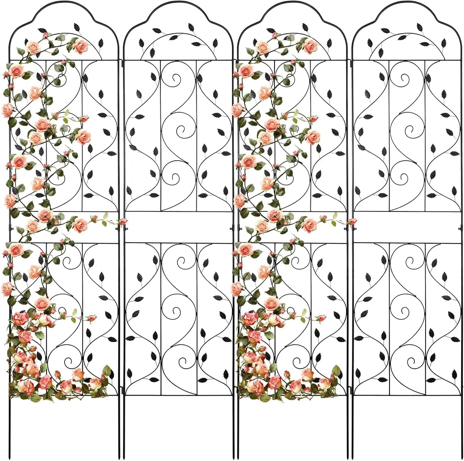 

4 Packs 84 * 19 inch Metal Garden Trellis for Climbing Plants Outdoor,Heavy Duty,Black Coating Rustproof Trellis for Rose, Veget