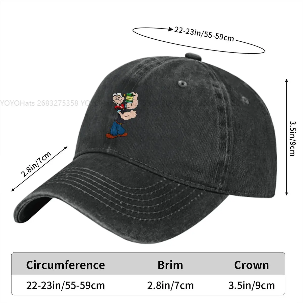 Cute Baseball Cap Men Hats Women Visor Protection Snapback Popeyes The Sailor Caps