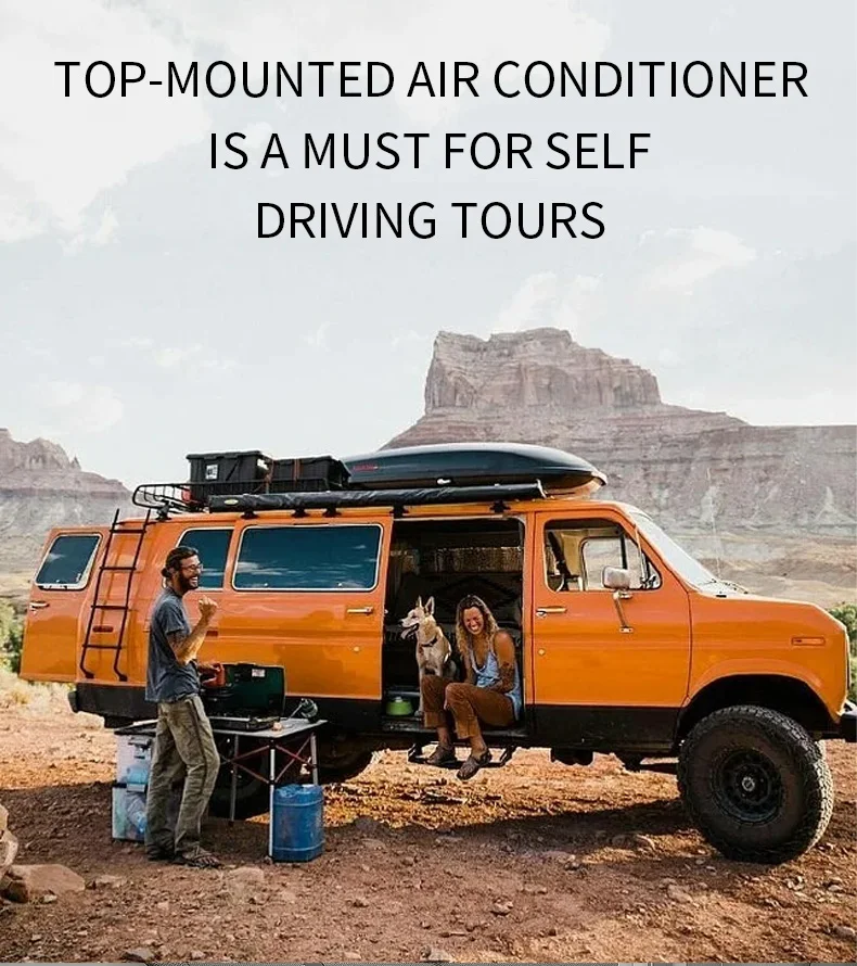 Nuovo design doppio ventilatore caravan 12v rimorchio chiuso camper mini condizionatore d'aria per rimorchio camper