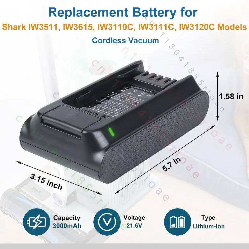 For Shark XBTR625KSL XBTR625KSLEU Replacement Li-ion Battery With Charger Fit IW3511 Cordless Vacuum Cleaner