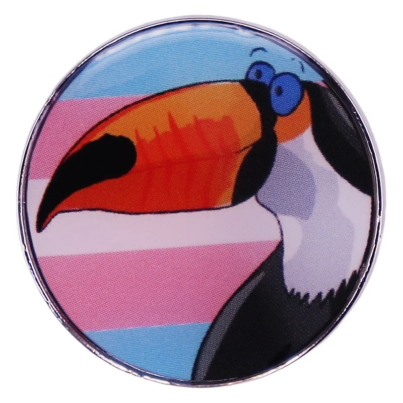 1pc Transgender Pride Toucan Enamel Pin - LGBTQ+ Trans Flag Bird Brooch, Pride Month Aesthetic Accessory for Daily Wear & Gifts