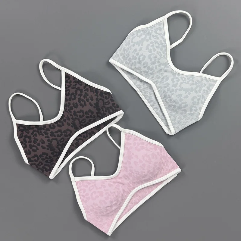 スポーツブラ女性ヒョウ柄薄型調節可能なストラップブラジャーリ - Yoga Fitness Stretching Strap のレビューと価格