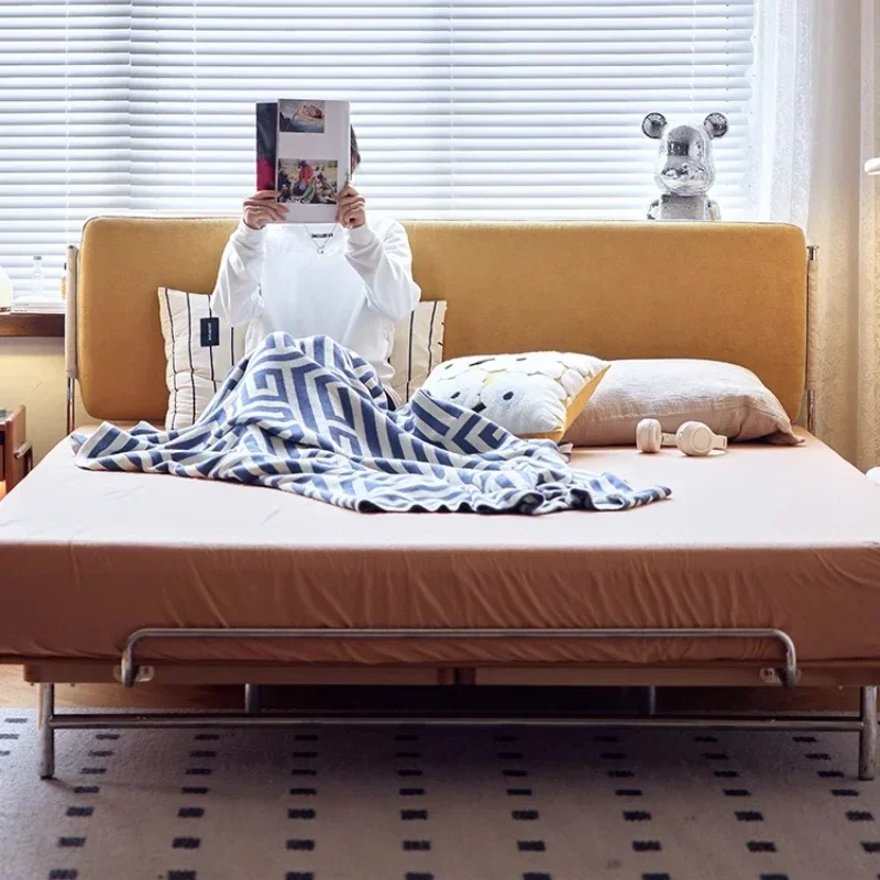 Solid wood, flush edge, double, tatami, frame Japanese-style small apartment thin bedside