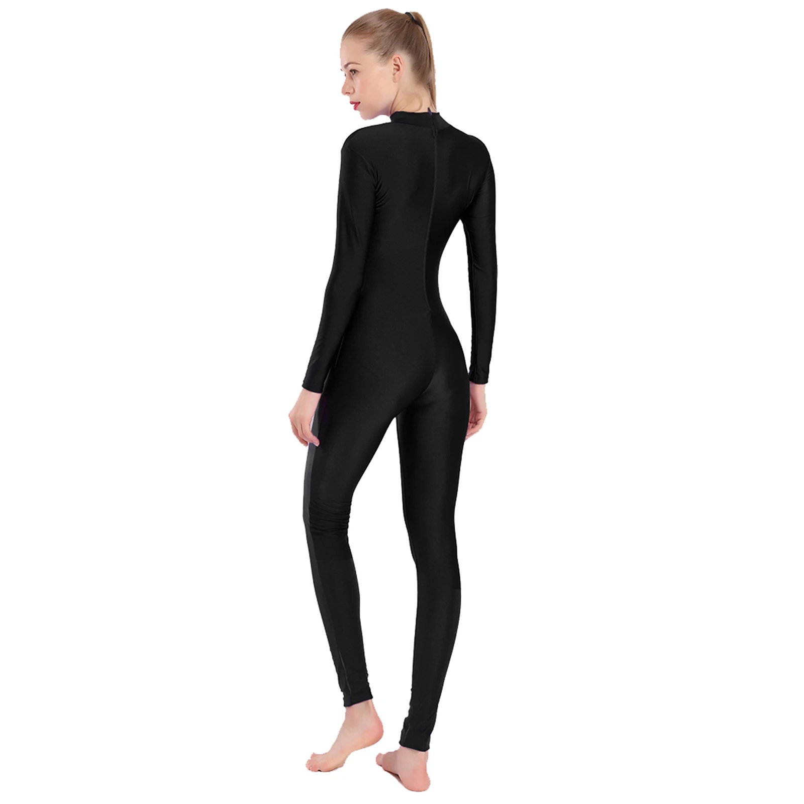 AOYLISEY-Mono de baile de manga larga para mujer, traje de cuerpo completo de cuello alto, licra, gimnasia, Yoga, monos para hombre, disfraces de