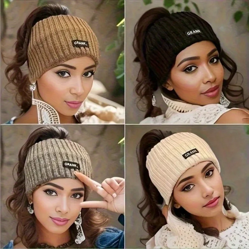 Women Winter Wide Headband Solid Color Knitted Warm Headwrap Girls Punk Elastic Headwear Sports Hair Bands Accessories