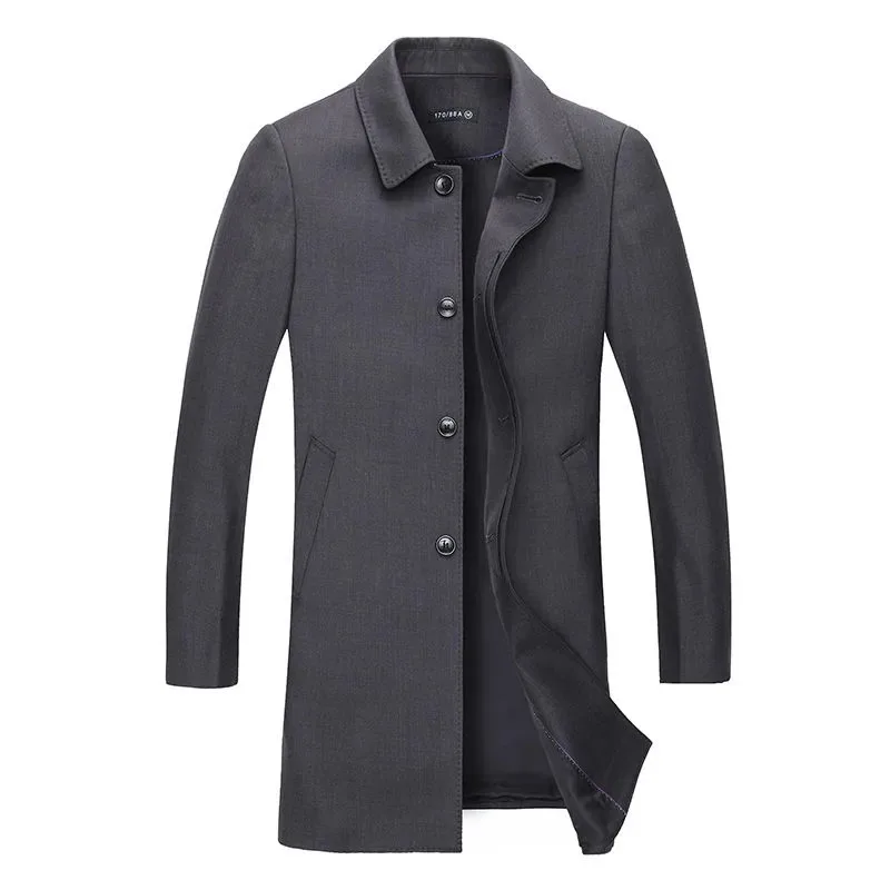 

Spring Autumn Men's Trench Coat Fashion Business Casual Loose Male Turn Down Collar Long Jackets Solid Windbreaker Outwear Coats