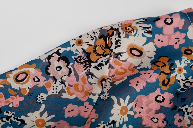 Spring Summer Printed Round Neck Casual Set Loose Long Dress with Pockets Middle Sleeve Cross-Border Women's Fashion