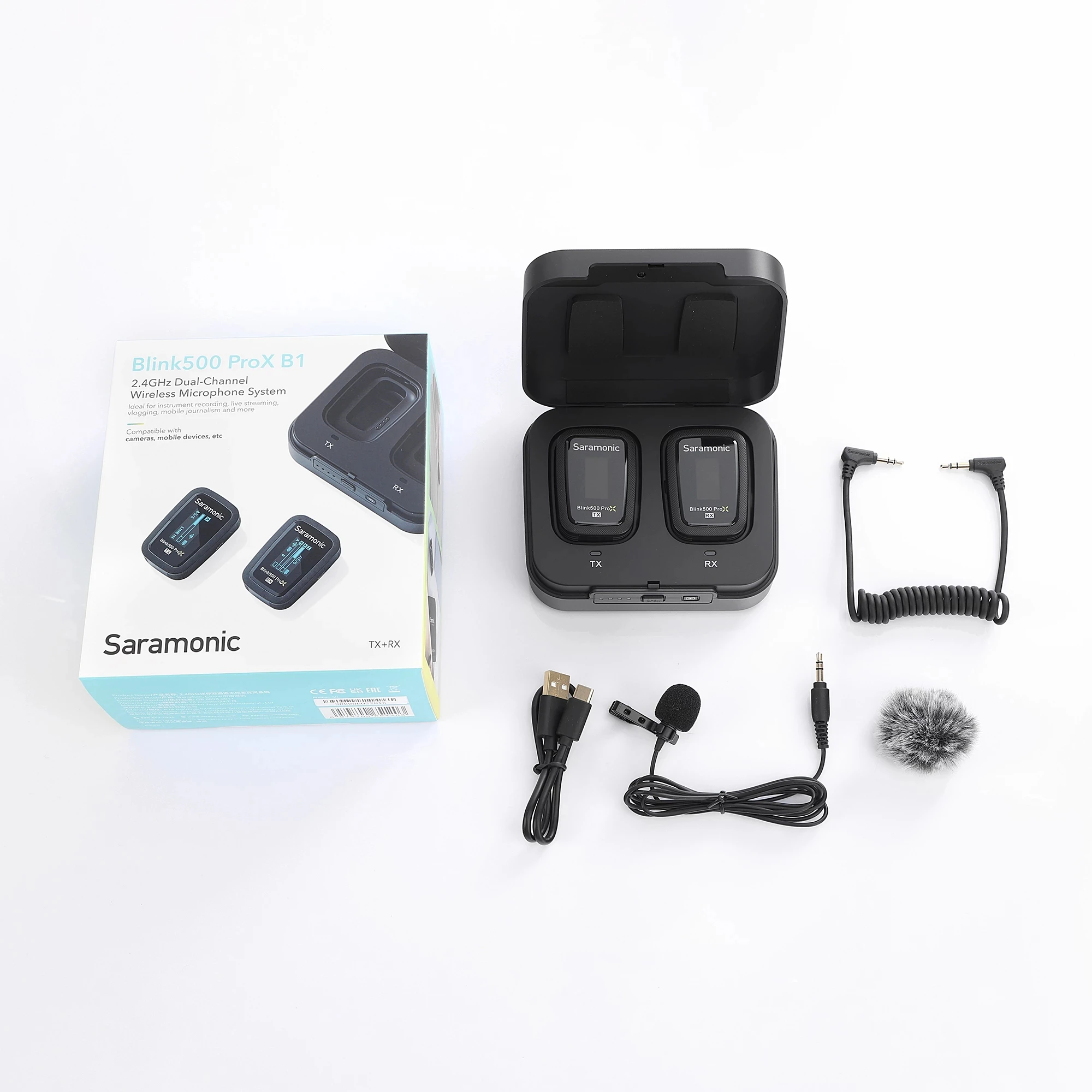 Saramonic Blink500 Pro X B1 B2 2.4G Wireless Lavalier Microphone System Kit Charging Box case Microphone for Camera Phone Video view 6