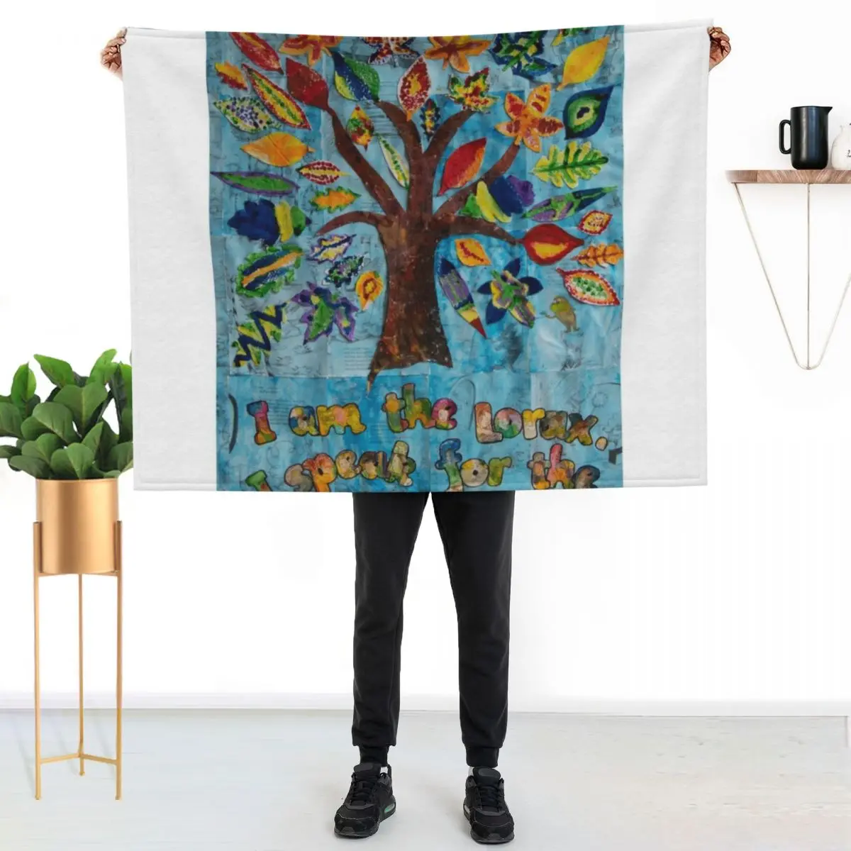 HHPS Art Show, Class 1T, Recycled Paper and Paint: We Speak for the Trees…. Throw Blanket Personalized Gift wednesday Blankets