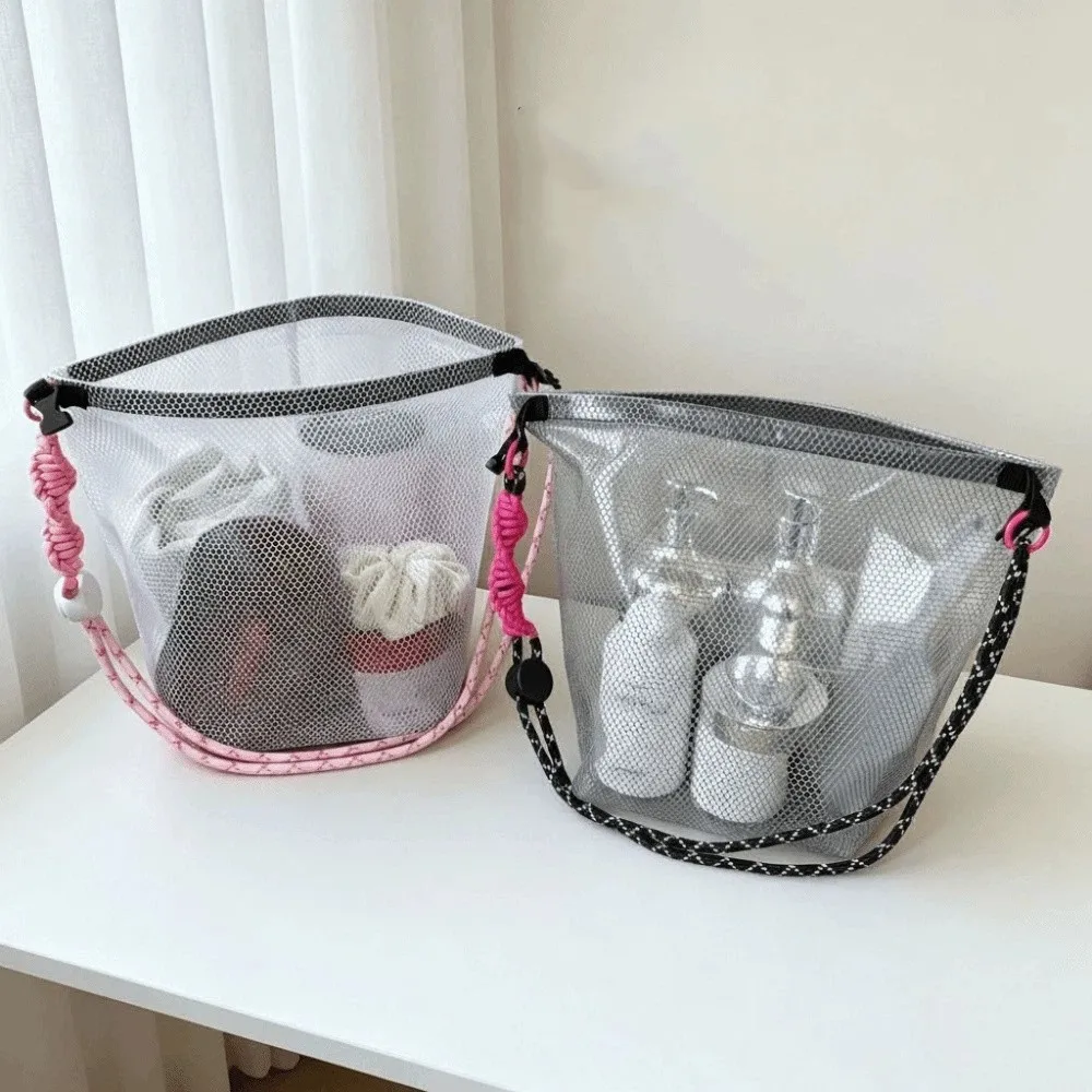 Transparent EVA Waterproof Storage Bag Drawstring Portable Travel Toiletry Bag Handheld Lightweight Beach Crossbody Bag