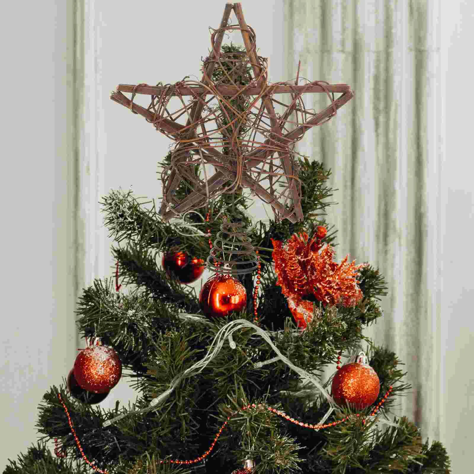 Frame Props Christmas Tree Top Decoration Pagan Gift Vintage Finials Wicker Topper Wooden