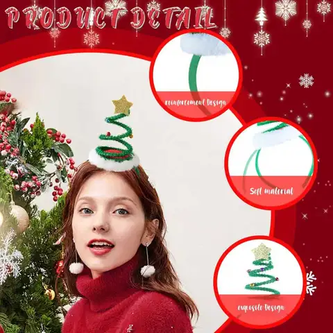 2pcs/1pc Christmas Headbands 3D Head Hat Headbands for Women Men Christmas Parties Costume Accessories Xmas Holiday Party Favors