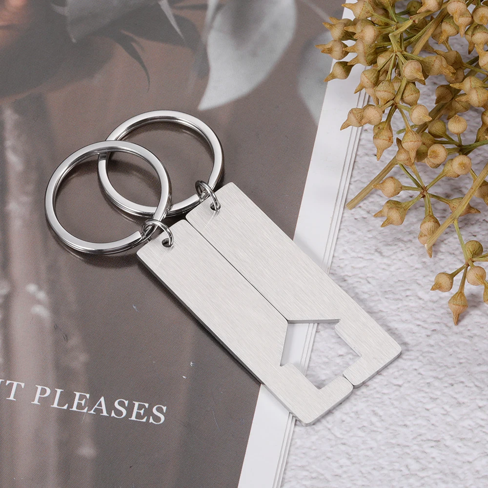 10Pcs/Lot Blank Couple Keychain Stainless Steel Keychains for DIY Custom Code Name Text Women's Men's Keychain Gift Wholesale