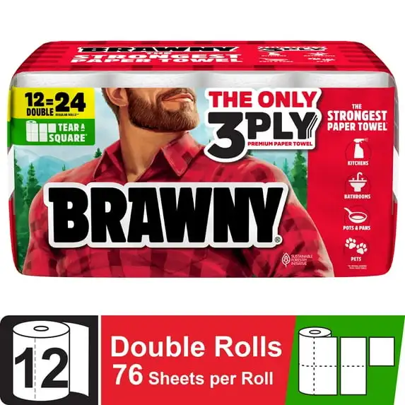 

Tear-a-Square 3-Ply Paper Towels, 12 Double Rolls