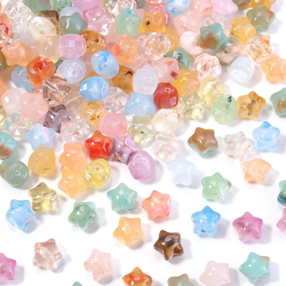 30 stücke Acryl Stern Perlen Bunte Chubby fünfzackigen Stern Lose Perlen Für Schmuck Machen DIY Armbänder Ohrringe Zubehör