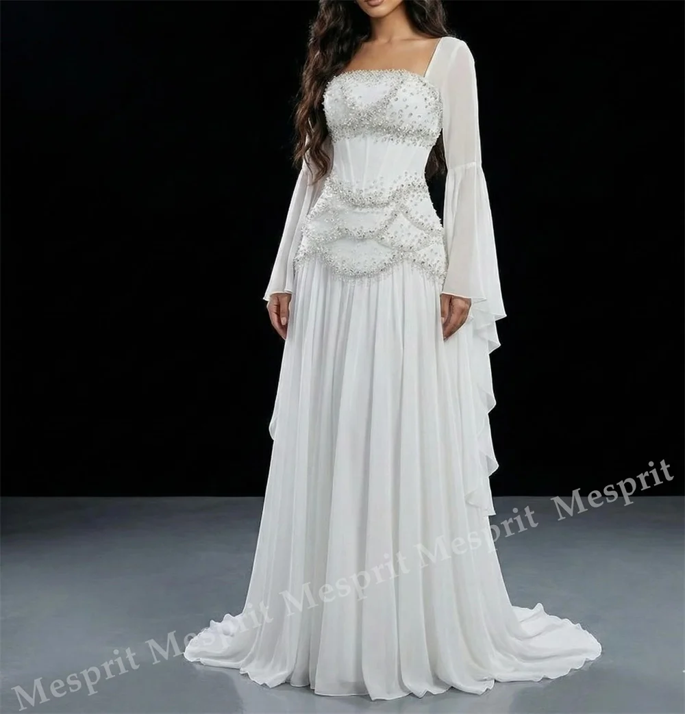 Customized Glitter Women's Evening Gowns Flare Sleeve Exquisite A-line Long Dresses High Quality Party Dresses Classic Formal image 4