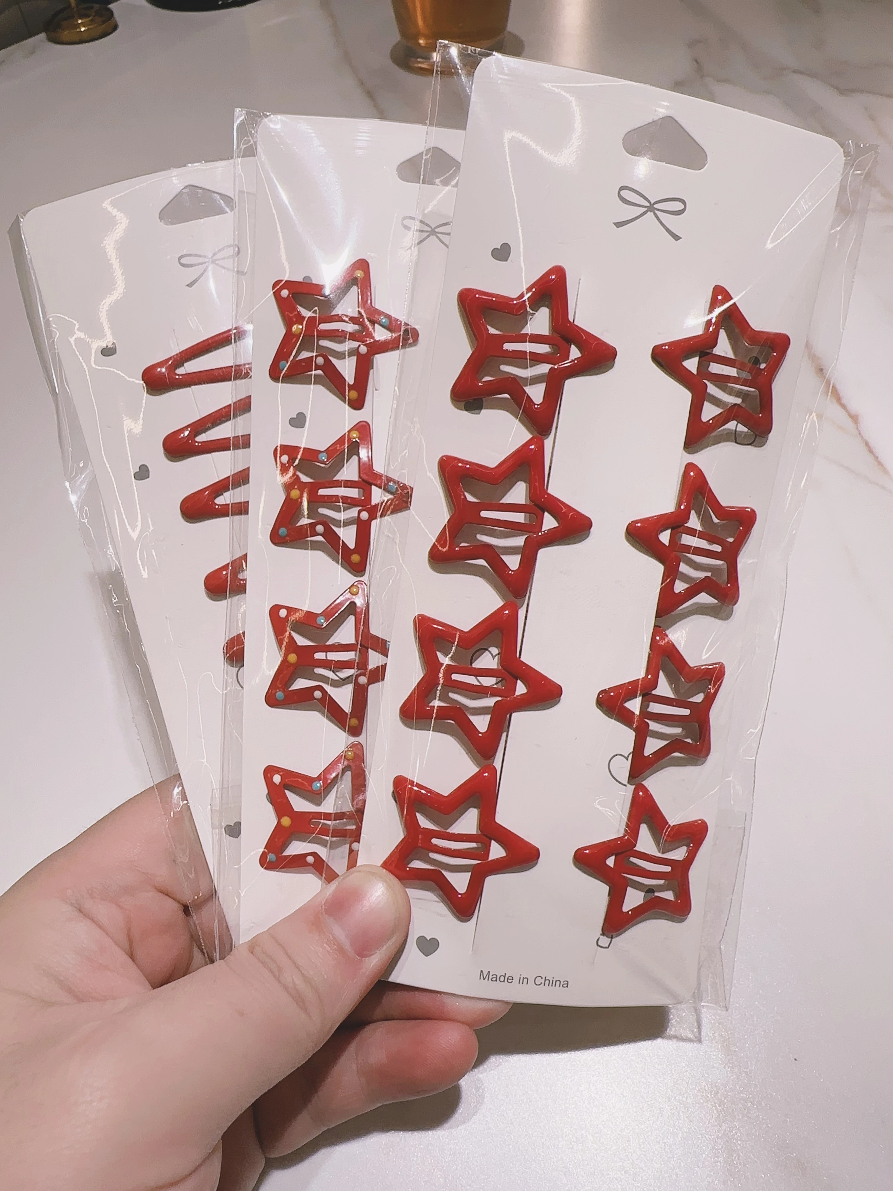 8 teile/satz rote Stern Haars pangen für Frauen Mädchen Wasser tropfen Metall clip Snap Haarnadeln kawaii Haars pange bb Clip y2k Mode accessoires – Detail 3