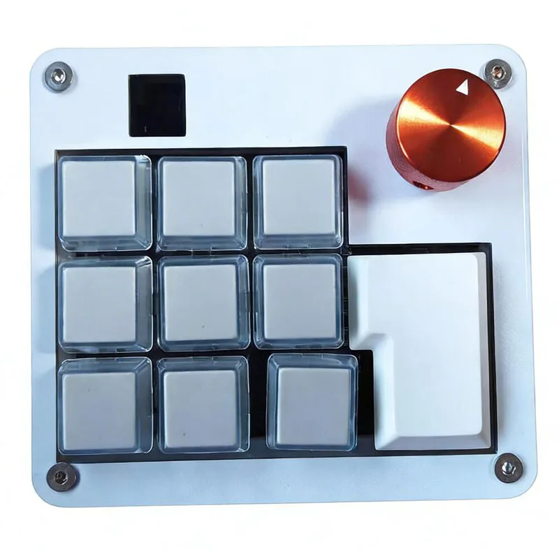 USB Multimedia Controller Custom Shortcut Keypad Red Backlight Rotary Knob Type-C Audio Playback Control Keybaord for PC