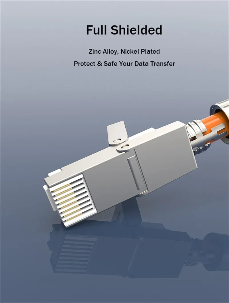 Cat 7 6a RJ45 Connector 8P8C STP Shielded Field Termination Plug for Cat7 Cat6a 23 24 26AWG Networking Cable With PCB Connectors