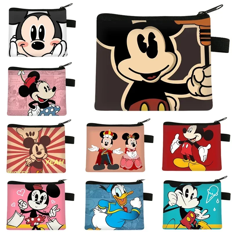 Disney Mickey Portable Storage Bag Minnie Mouse Cartoon Coin Purse Boys Girls Anime Women Small Makeup Bag Children Zipper Pouch