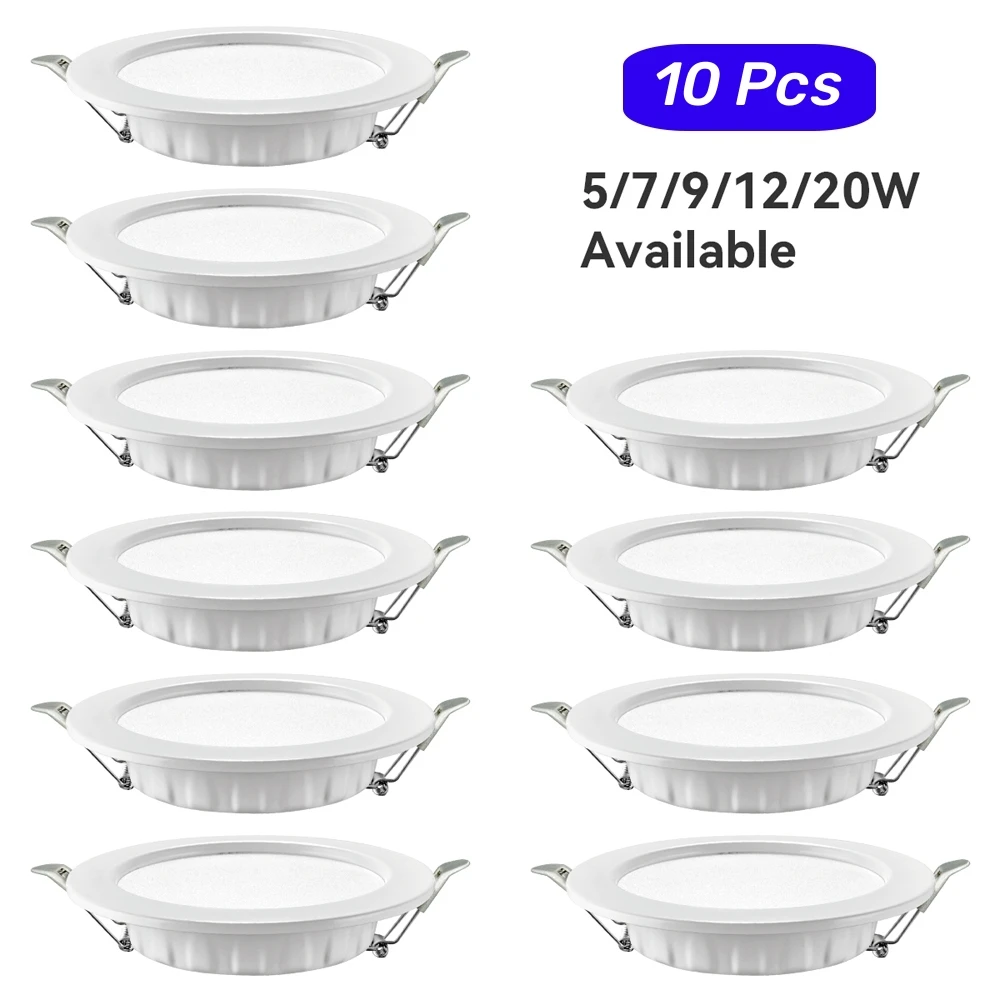 10PCS LED Downlight Recessed Ceiling Lamp 5W 7W 9W 12W 20W AC220V Cold White Spotlight LED Lights for Kitchen Living Room