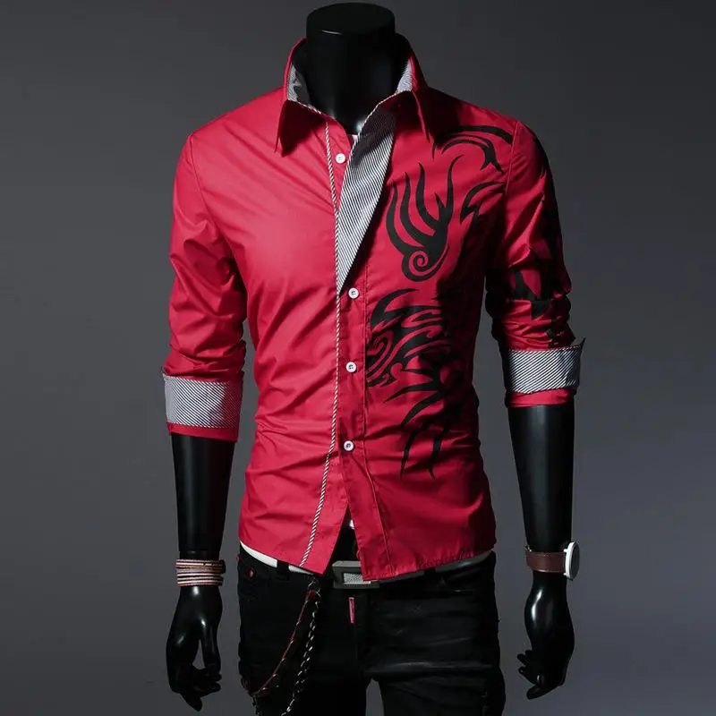 Purple Striped Men's Shirt Printed Casual Style Long Sleeve Casual Wear Comfortable Fit Fashionable Inner Wear for Men