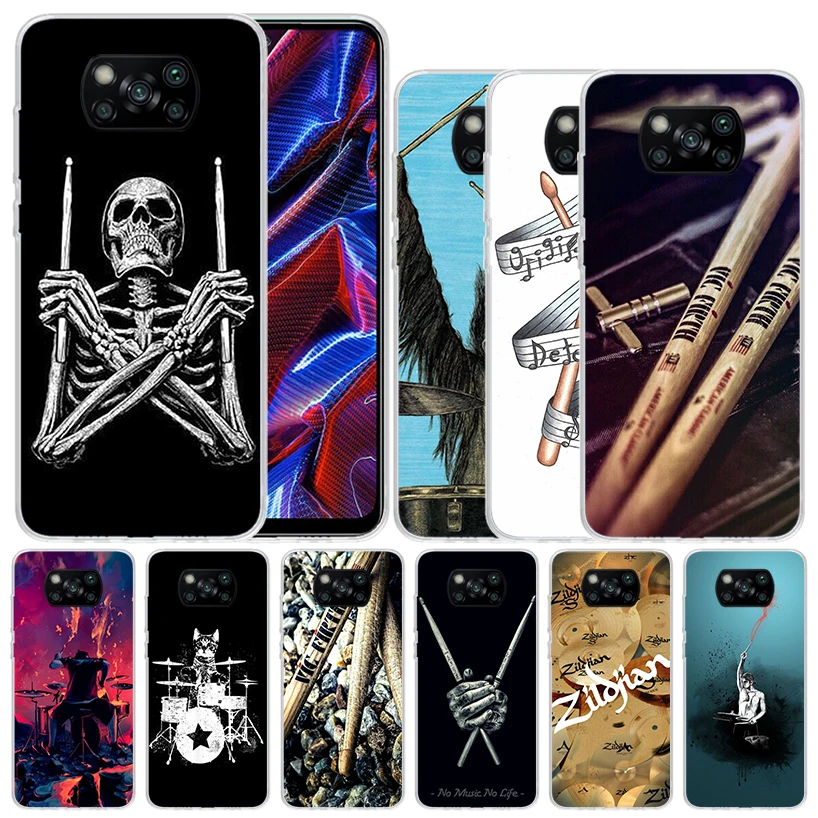 Musical Instrument Drum Rock Soft Cover for Xiaomi Poco X5 Pro X4 Gt X3 Nfc M5S Print Phone Case M4 M3 M2 F3 F2 F1 Mi Note 10 Li