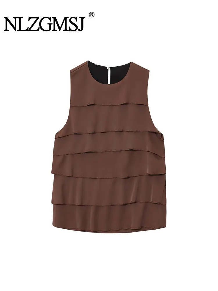 

NLZGMSJ сложенные декоративные топы для женщин, топы без рукавов, женские осенние майки, топ на бретельках, женские праздничные повседневные женские топы