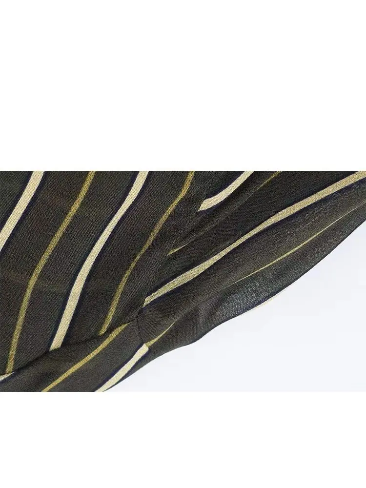 

HH 2026 New Fashion Woman's Long Sleeves Lapel Vertical Stripes Tie Shirt Female Slim Fit Loose Leisure Tops