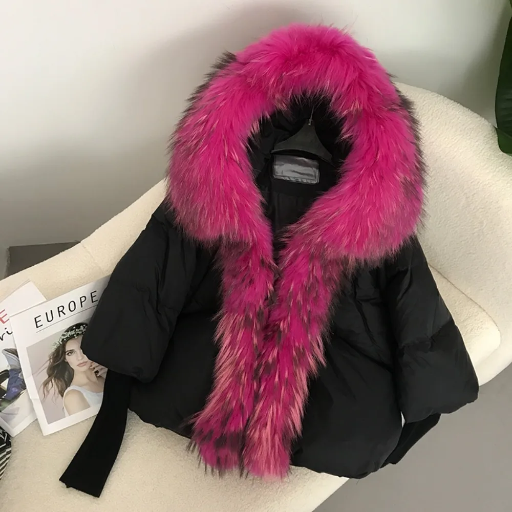 OFTBUY Real Fox Fur coat woman Hooded Natural Thick Winter Jacket Women Warm Loose Oversize Duck Down Coat Streetwear Outerwear