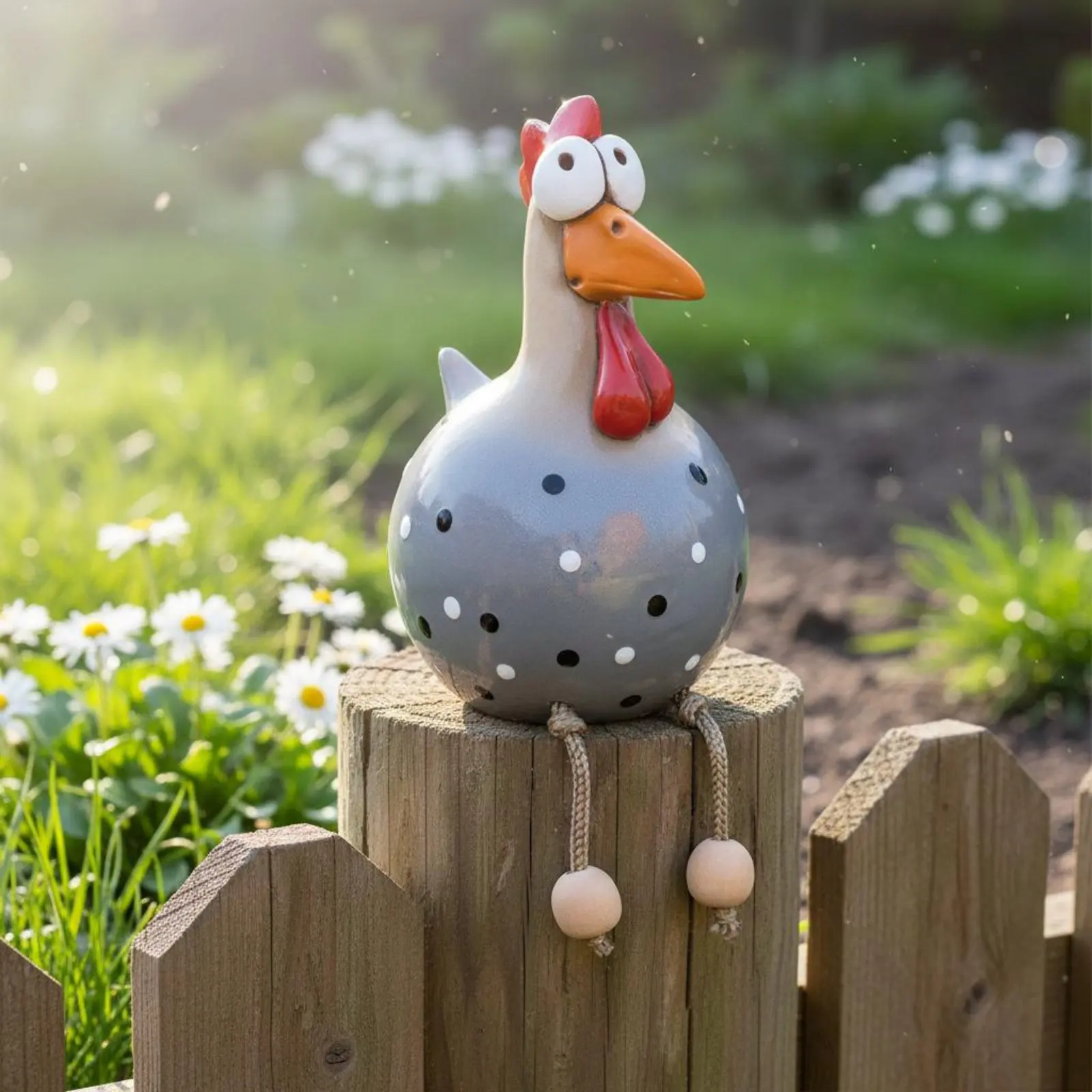 Leg-Dangling Chicken Figurine Playful Design Long-Legged Chicken Decor Hanging Ornament Colorful Handmade Look for Yard, Patio view 6