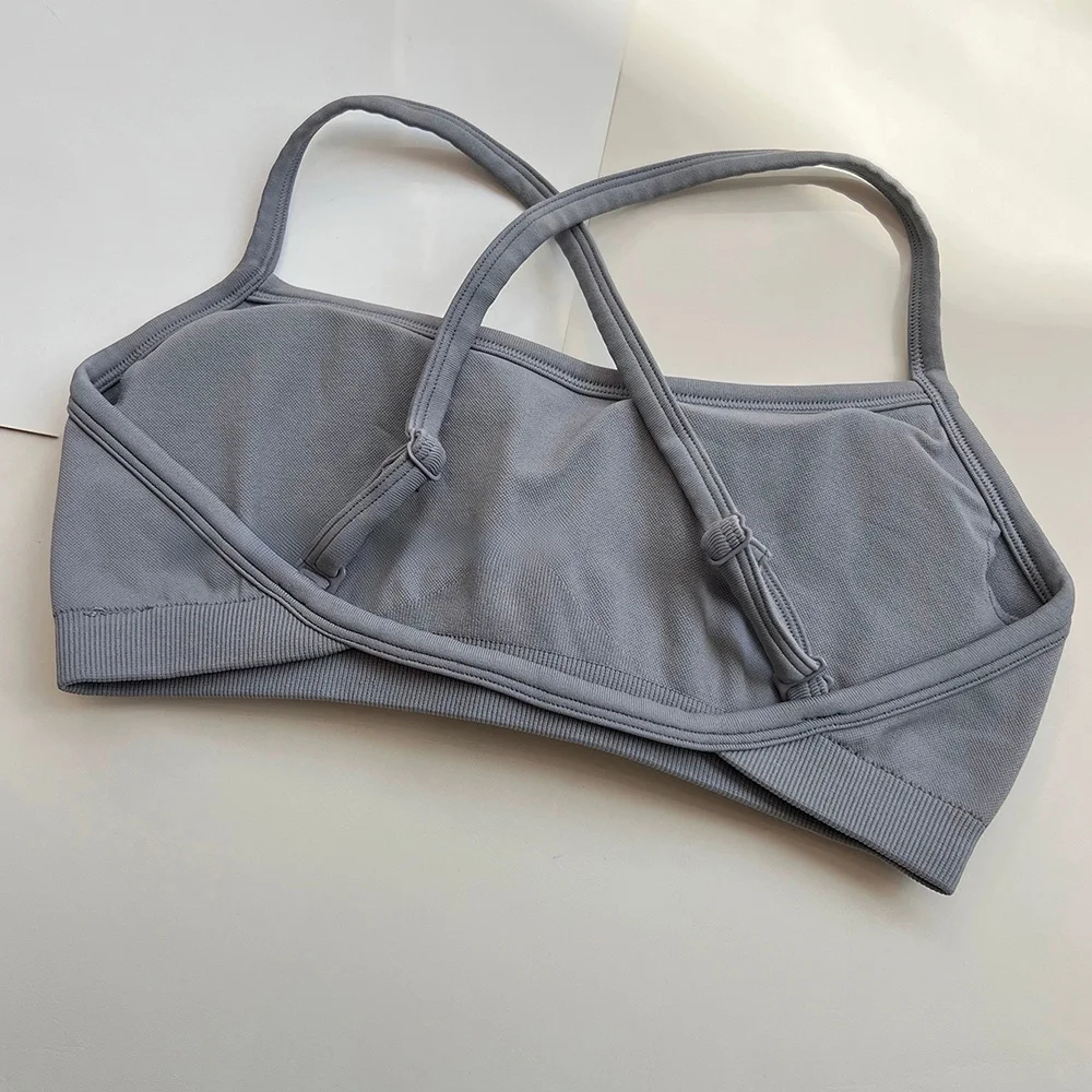 Damen-Sport-BH mit überkreuztem Rücken, stoßfest, gerafft, sexy Gym-Lauf-BH, Sommer-Yoga-Weste, bequeme Outdoor-Fitnesskleidung – Detail 6