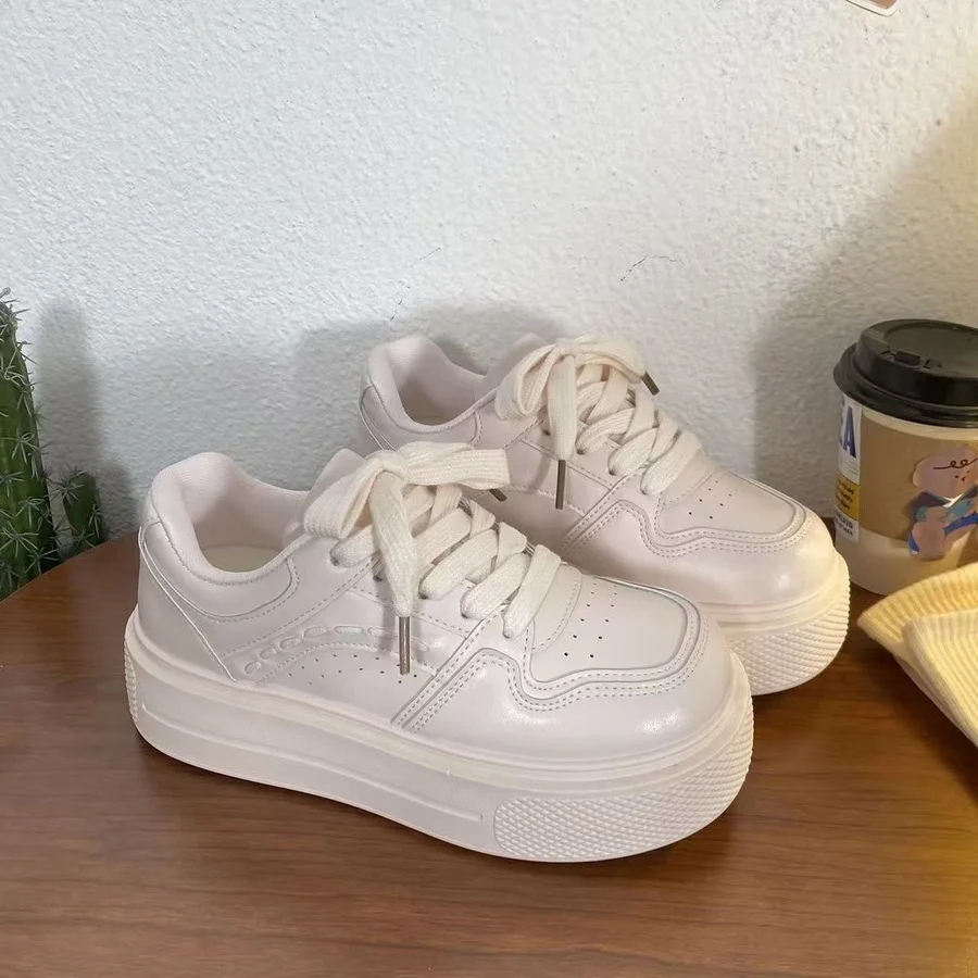 Niedliche Katzenpfoten-Absatz-Print-Plateau-Skate-Sneaker für Damen, blaue Kunstleder-Schnürschuhe, lässige, einfarbige Board-Schuhe für Teenager. – Detail 16