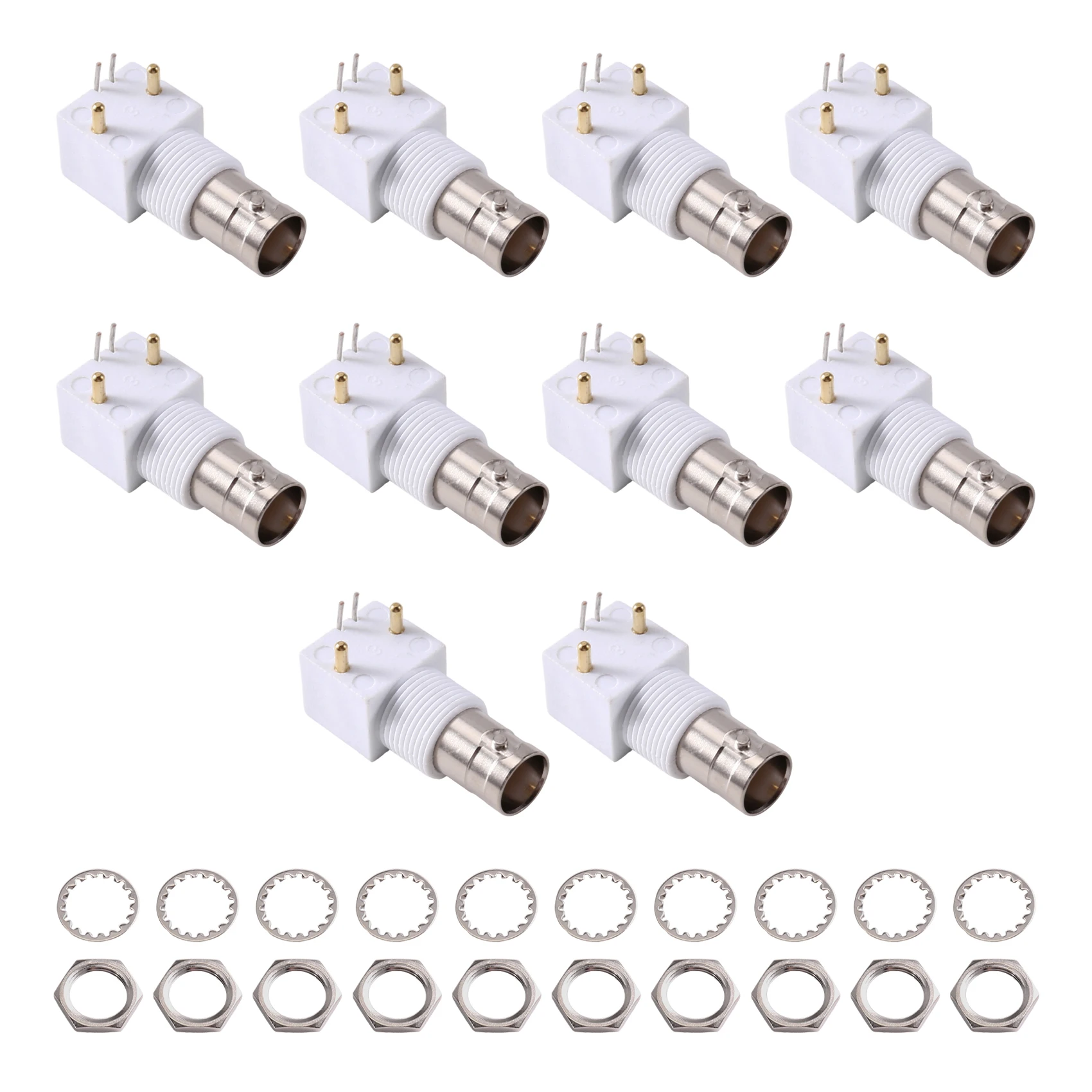 ABGI – Für elektronische Komponenten – 10 Stück BNC Commercial Through Hole Female Right Angle PCB Mount Bulkhead RF Coaxial Con – Detail 6
