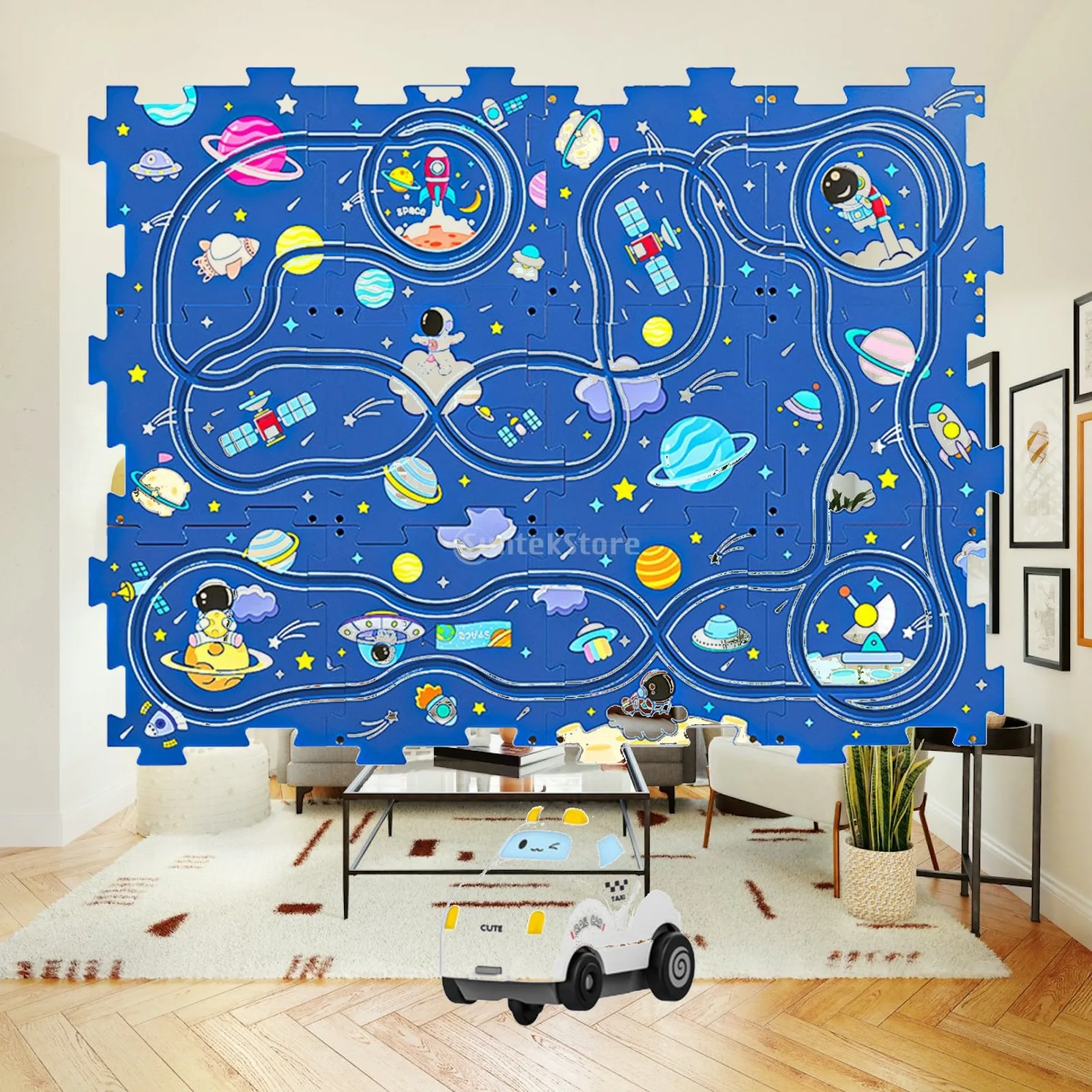 Kids Puzzle Track Car Set Montessori Educational Toy for Boys Girls Ages 3 Plus STEM Learning Activity Gift
