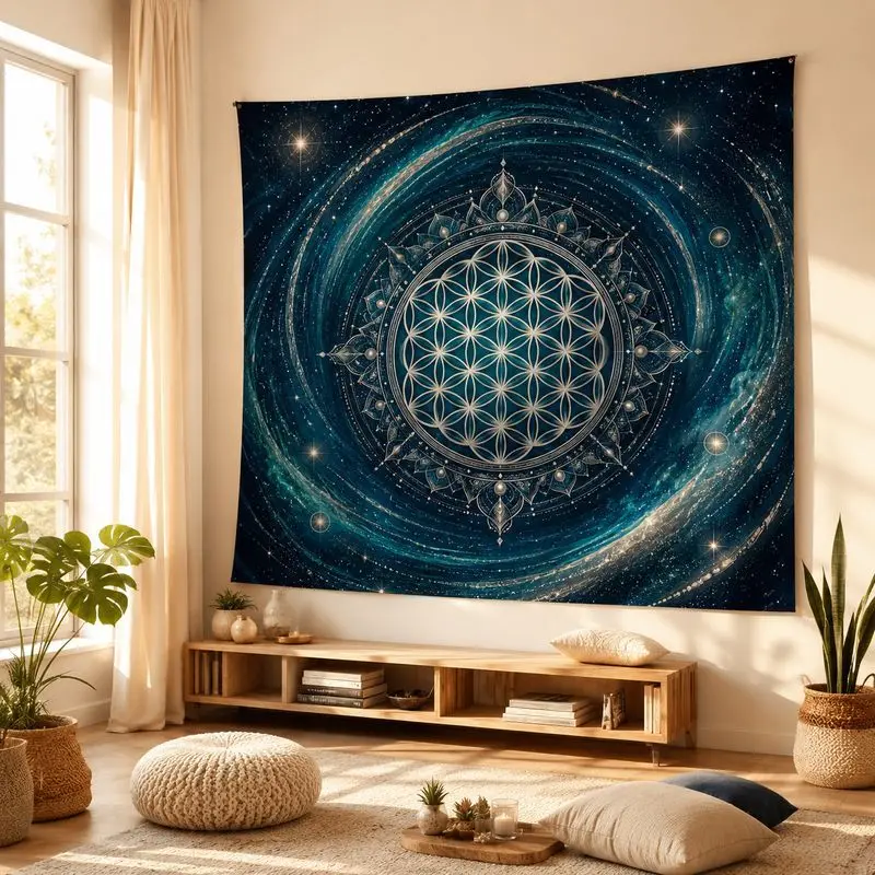 VIKAMA Mysterious Full Sight Eye Sun Moon Tapestry Flower Starry Sky Bohemian Wall Hanging Living Room Bedroom Home Decoration