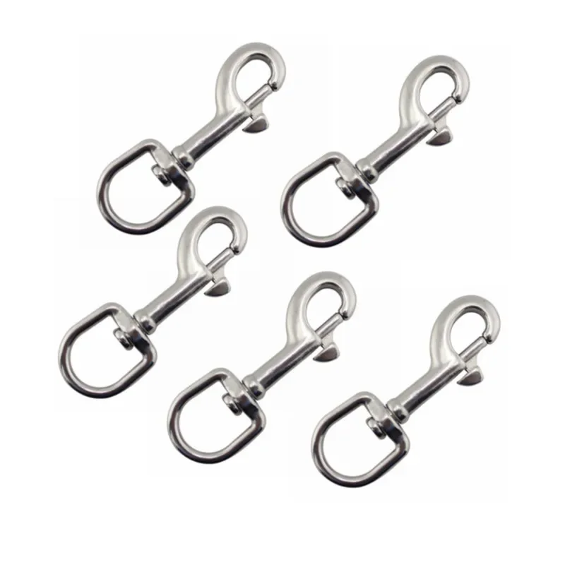 

316 Stainless Steel 5pcs 92/100/127mm Scuba Diving Clips Swivel Eye Snap Hook Dive Single Ended Swivel Eye Bolt Hook Buckle