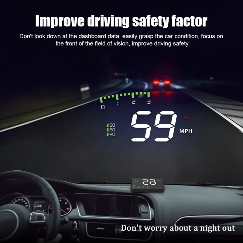 A900 Car HUD OBD RPM Meter Head-Up Display Car Accessories Multi-Display Car Digital Speed Engine RPM Water Temperature