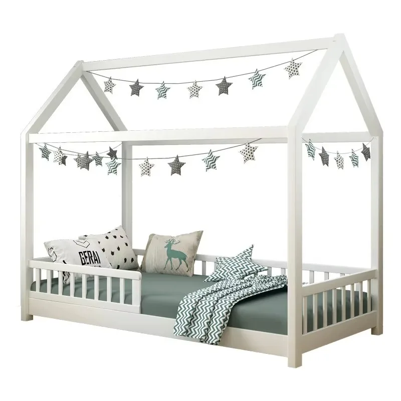 Wholesale Design Bedroom Furniture Wooden Children's Bed with Guardrail Toddler Montessori Floor Bed Crib Storage Children's Bed