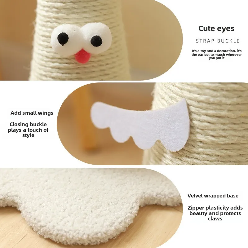 عمود خدش القطط النهائي - ألياف السيزال الطبيعية الملفوفة بالقنب وخالية من الشقوق، تصميم قوي يرضي الغريزة #4