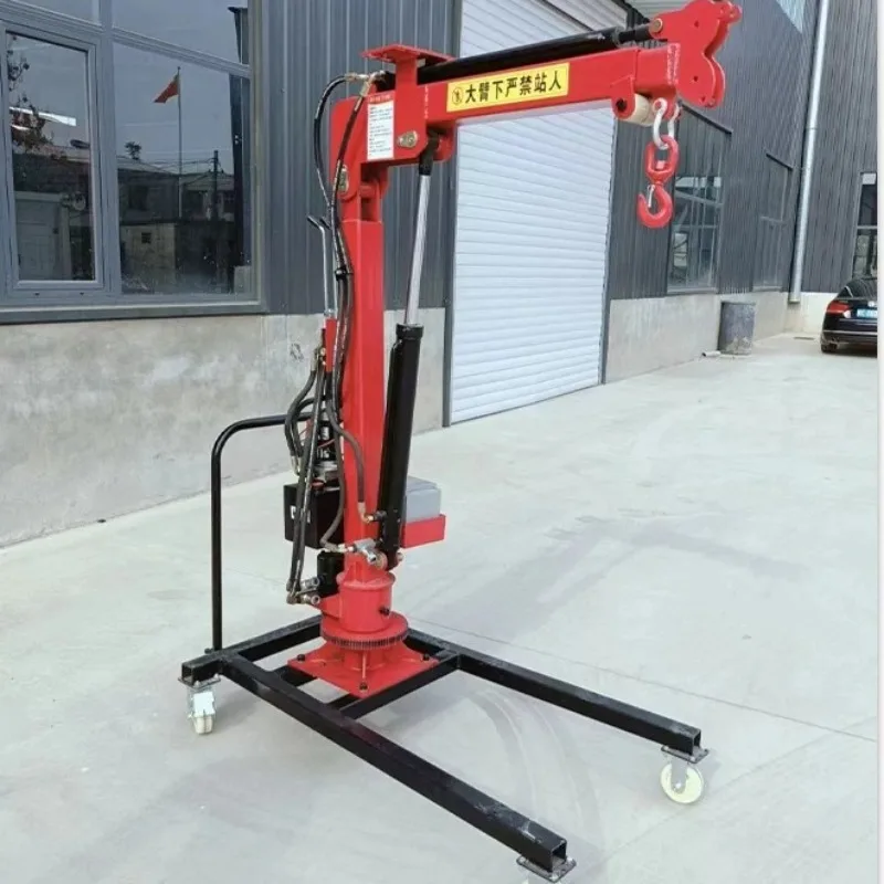 Electric Vehicle Mounted Crane 12V 24V Truck Crane Hydraulic Hoist Rotating Home Small Lifting Machine Hoist