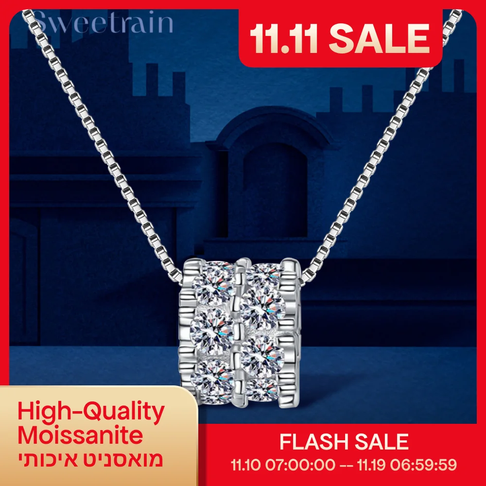 

Ожерелья Sweetrain с муассанитом для женщин, ожерелье из стерлингового серебра 925 пробы с бриллиантом 1,6 карата, кулон с покрытием 18 карат, изящные ювелирные изделия, подарок