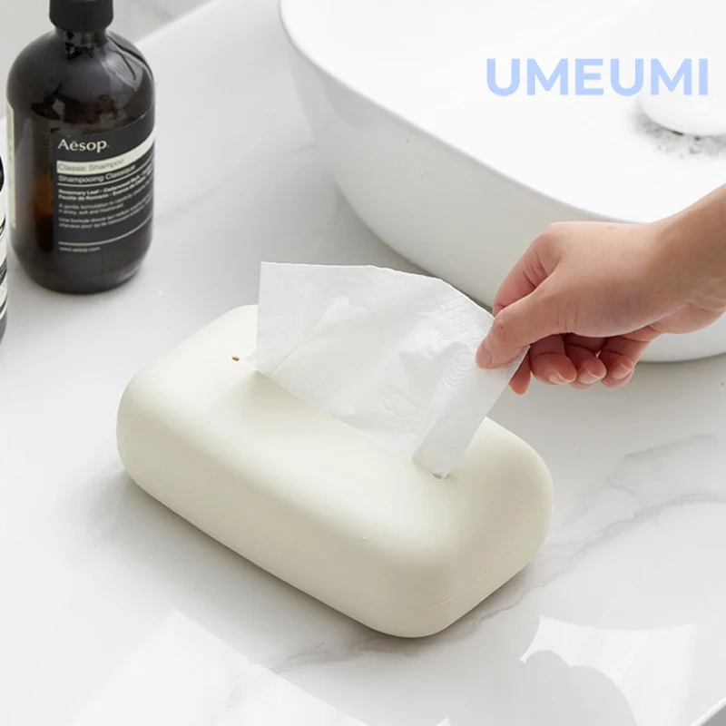 UMEUMI Beige Soft Waterproof Designer Tissue Box Cover Silicone Reusable Children Care Wipe Wet Wipe Box Holder Bathroom Kitchen