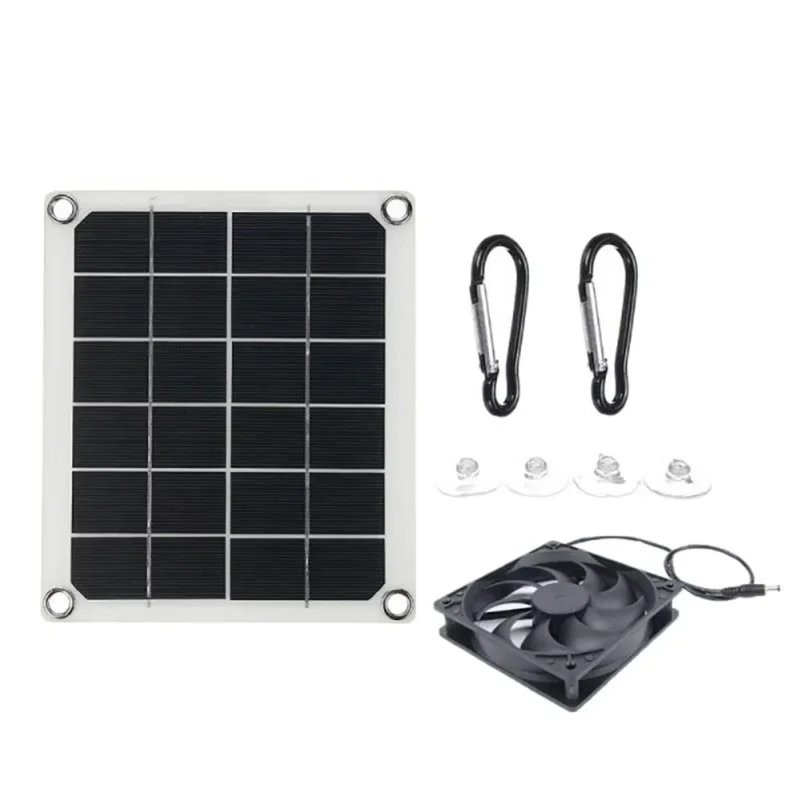 ABZV-Solar Panel Powered Fan 10W Exhaust Fan For Greenhouse Motorhome House Chicken House For Pets 10W