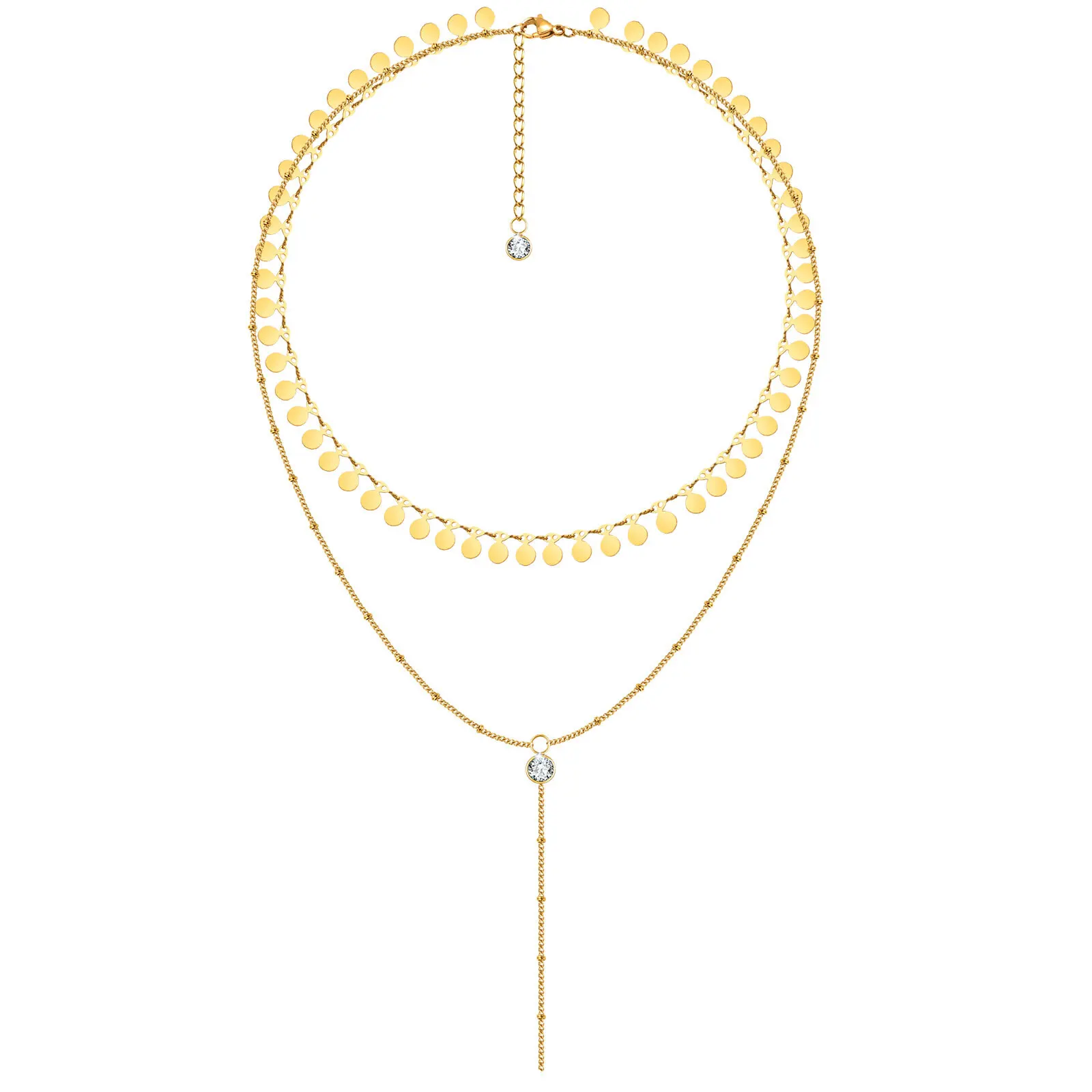 

Lariat Y Drop Necklace for Women, Stainless Steel Layered Choker Charms Summer Beach Jewelry